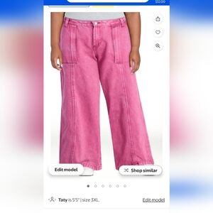 **Scoop Rose Pink Slouchy Wide-Leg Jeans 🌸✨ (Size 20, NWT)**